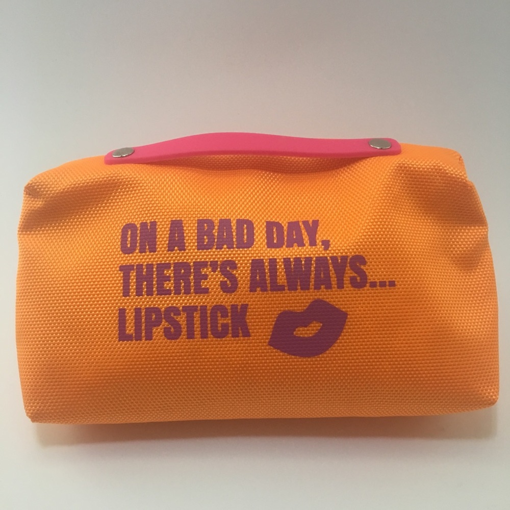 Orange Makeup Bag with Handle